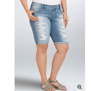 Distressed Boyfriend Bermuda Jean Shorts